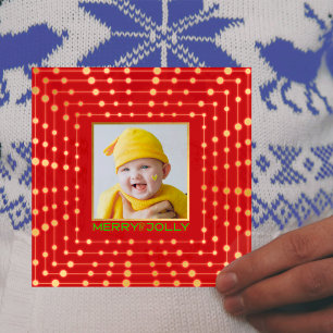 One photo simple modern square holiday card