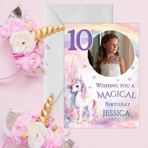 One Photo Unicorn 10th Birthday Card