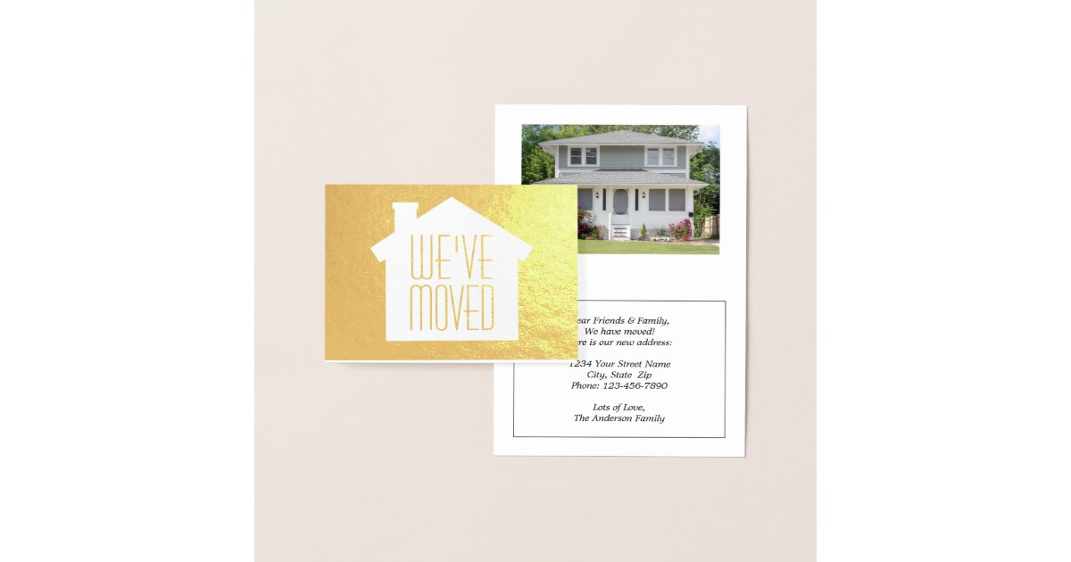 One Photo We've Moved Elegant Modern Moving Real Foil Card | Zazzle