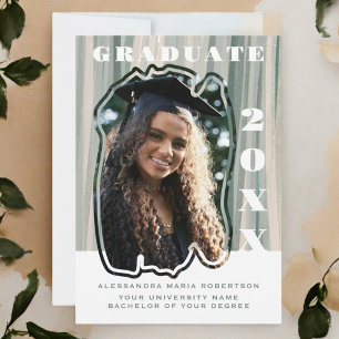 One photo white sage green beige graduate student announcement