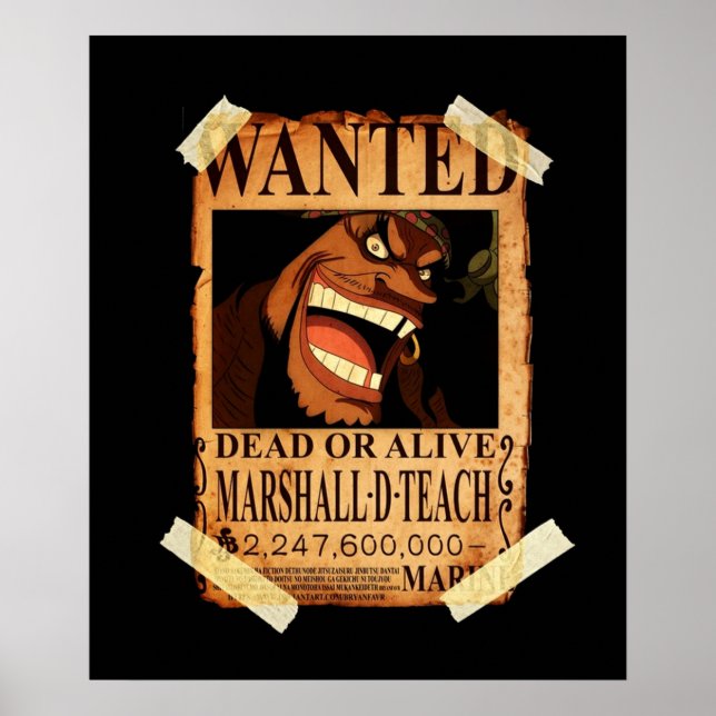 One Piece  Blackbeard bounty Poster (Front)
