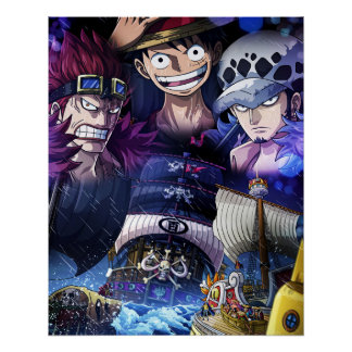 One piece , Law , Luffy and Captain Kid Poster