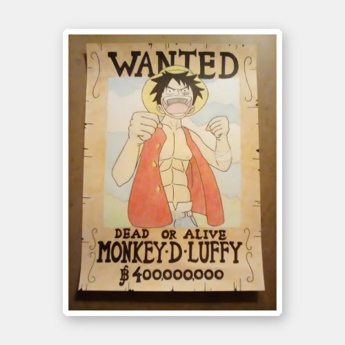 One Piece Luffy Wanted Sticker