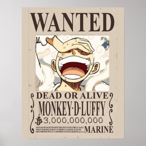 One Piece Monkey D Luffy Realistic Wanted Poster