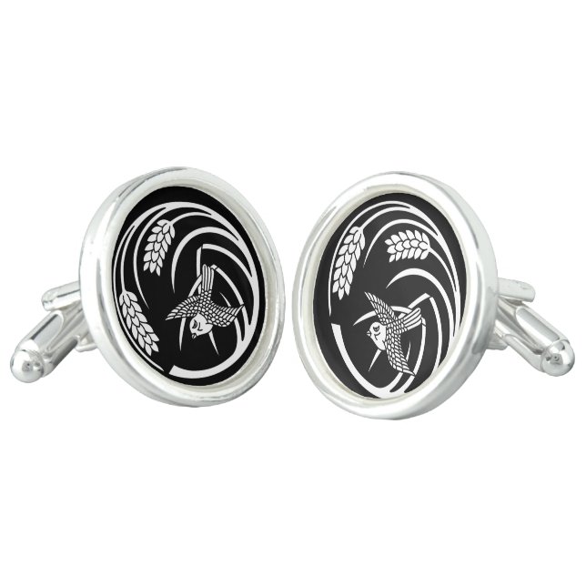 One Piece of Rice in a Circle Cufflinks (Angled)