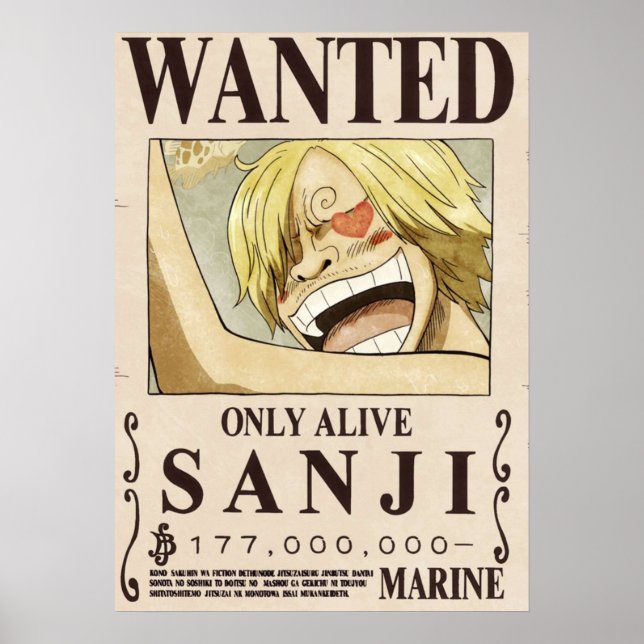 One piece  Sanji 2nd wanted Poster (Front)