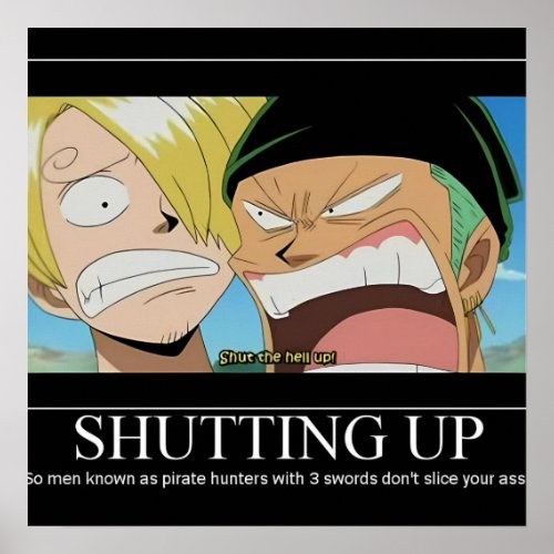 One Piece Sanji And Zoro Shutting Up  Poster