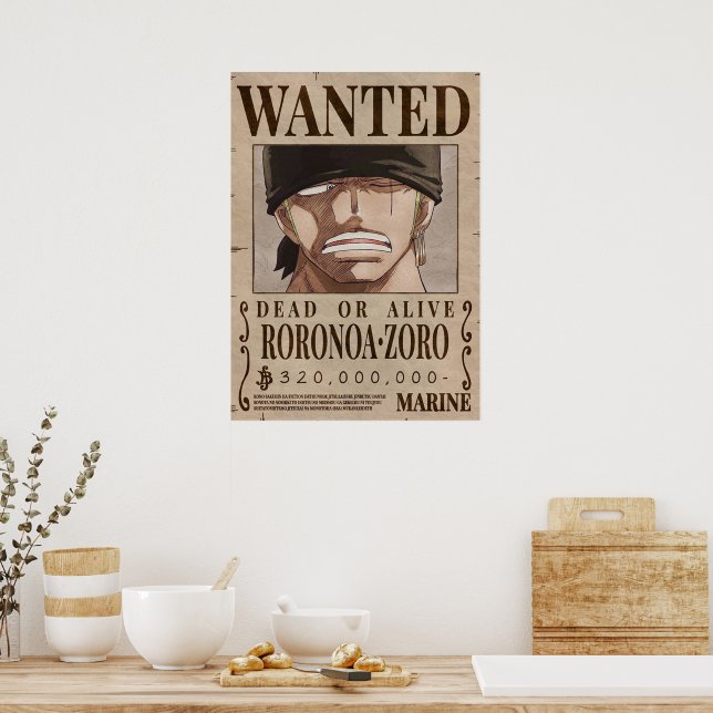 One piece Zoro Wanted Poster | Zazzle