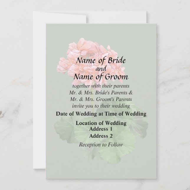 One Pink Geranium Invitation (Front)