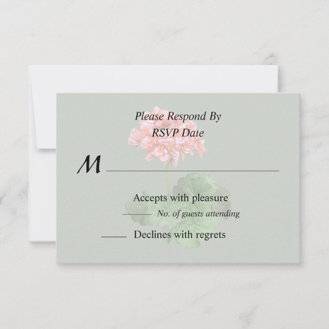 One Pink Geranium RSVP Card (Front)