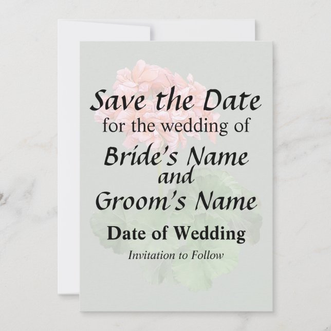 One Pink Geranium Save The Date (Front)