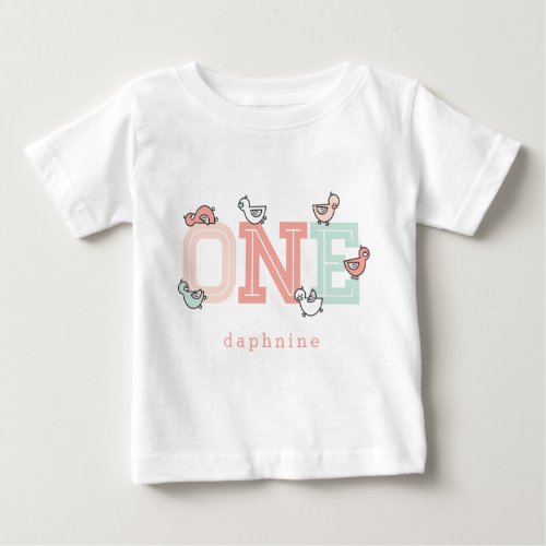 ONE Pink Whimsical Cute Girl Baby Ducks Ducklings Baby T_Shirt