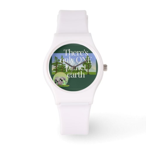 One Planet Earth_ Sporty White Silicon Wrist Watch