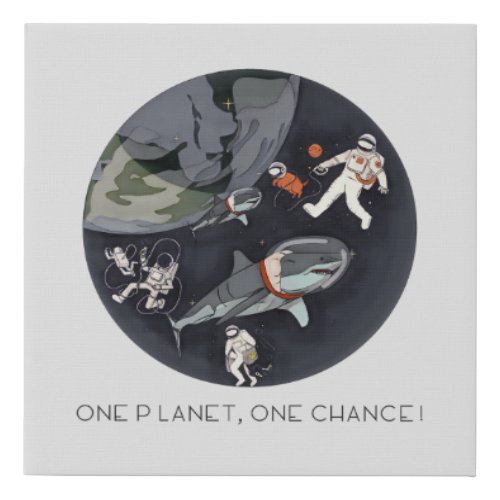One Planet One Chance _ Earth DayCartoon Texture Faux Canvas Print