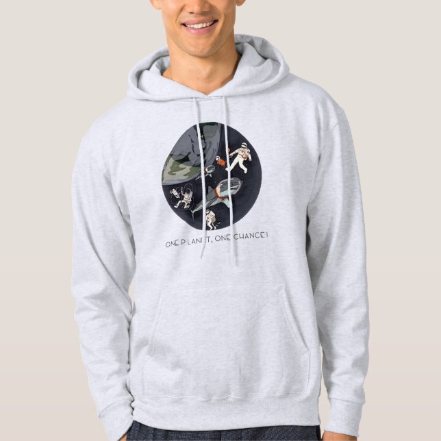 One Planet One Chance - Earth Day(Cartoon Texture) Hoodie (Front)