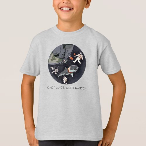 One Planet One Chance _ Earth DayCartoon Texture T_Shirt
