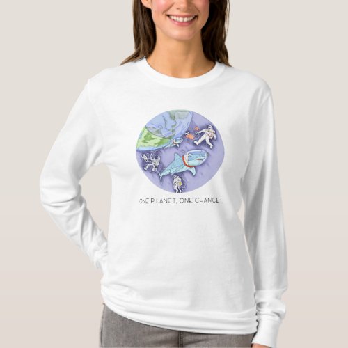 One Planet One Chance _ Earth DaySketchy Texture T_Shirt