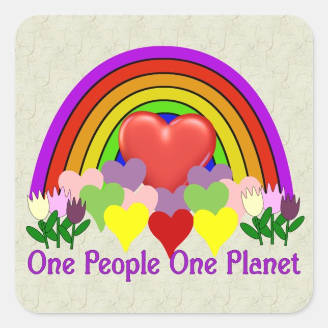 One Planet One People Square Sticker (Front)