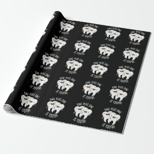 One Plus One Is Tooth Funny Dental Pun Dark BG Wrapping Paper