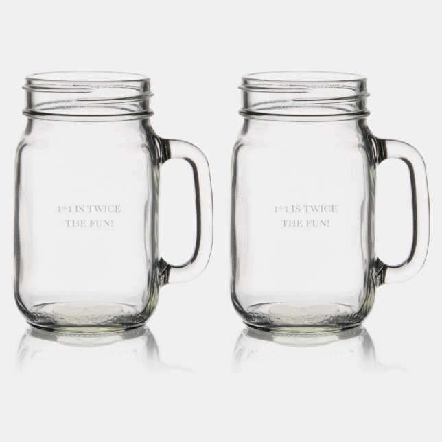 One Plus One Twin Baby Shower Mason Jar W/ Handle (Glassware)