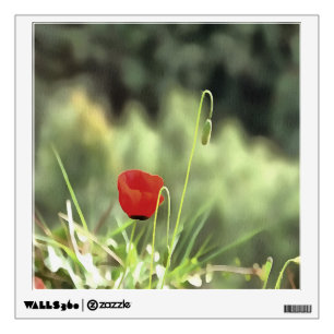 One Poppy Artistic Wildflower Painting Wall Decal