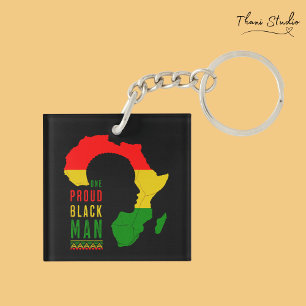 One Proud Black Man Black History Month Flag Keychain