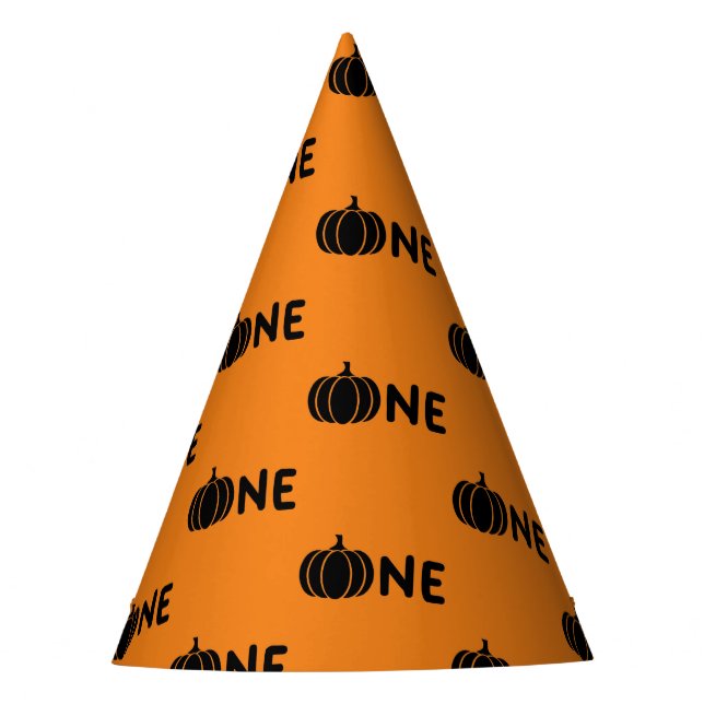 One Pumpkin Fall Halloween 1st Birthday Party Hat (Front)