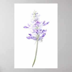 one purple fernleaf lavender watercolor poster