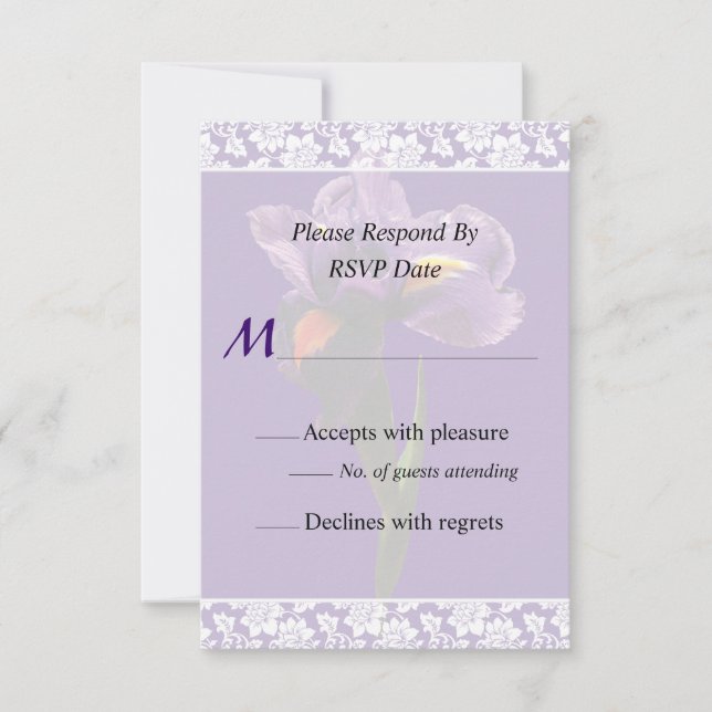 One Purple Iris Wedding Invitation (Front)