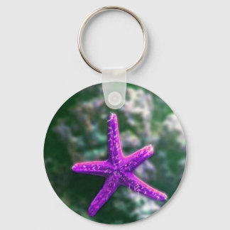 One Purple Starfish Rocky Beach Keychain
