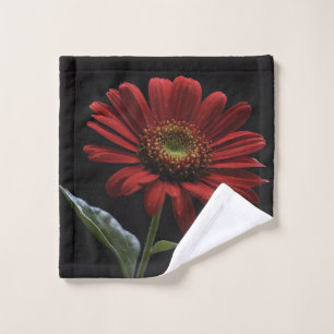 One Red Daisy On Black Left Side, Wash Cloth