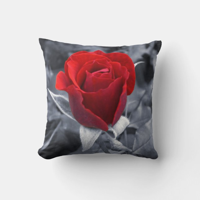 One Red Rose Throw Pillow (Front)