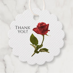 One Red Rose w/Stem Floral Photography Nature Favor Tags