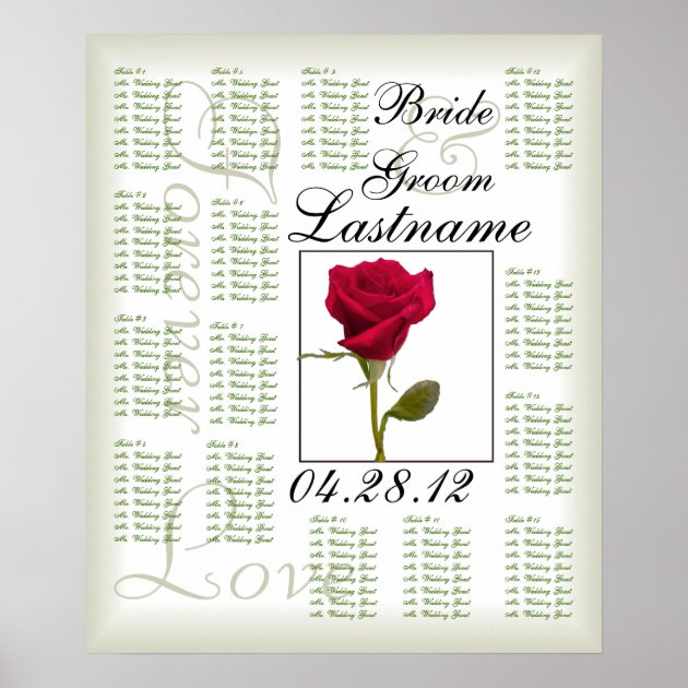 One Red Rose Wedding Guest Seating Chart