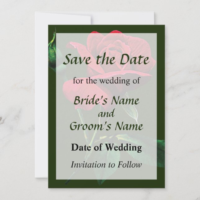 One Red Rosebud Save the Date (Front)