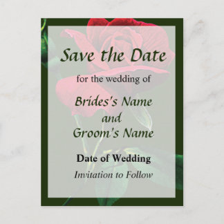 One Red Rosebud Save the Date Announcement Postcard