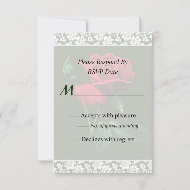 One Red Rosebud Wedding Invitation (Front)