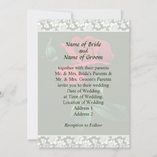 One Red Rosebud Wedding Invitation Set