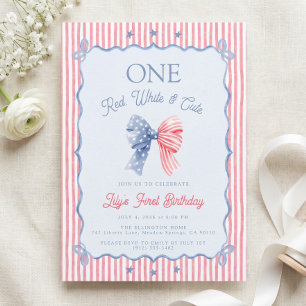 One Red White & Cute 1st Birthday Invitation