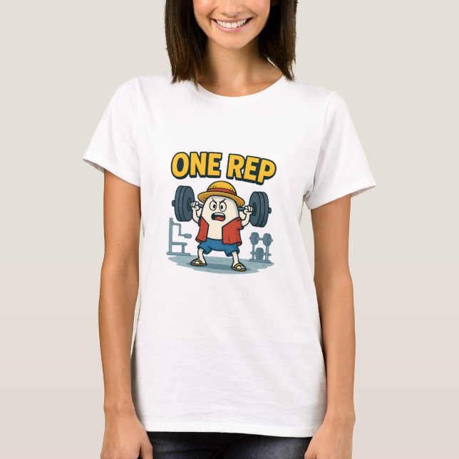 ONE REP Funny Gym Cartoon Egg Workout T-Shirt for  (Front)