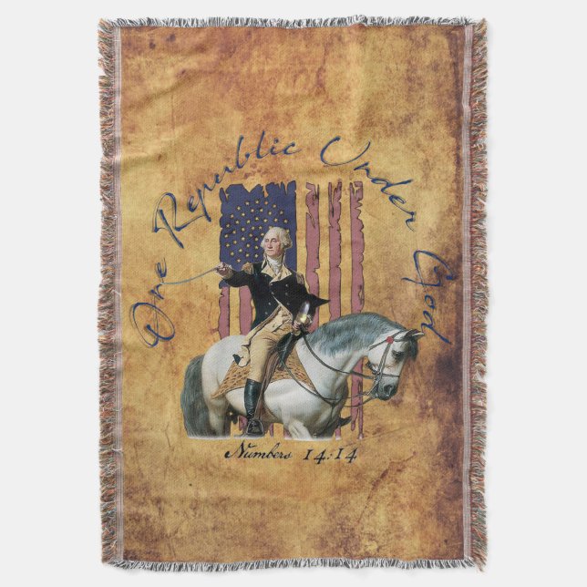One Republic Under God Washington Numbers14 Throw Throw Blanket (Front Vertical)