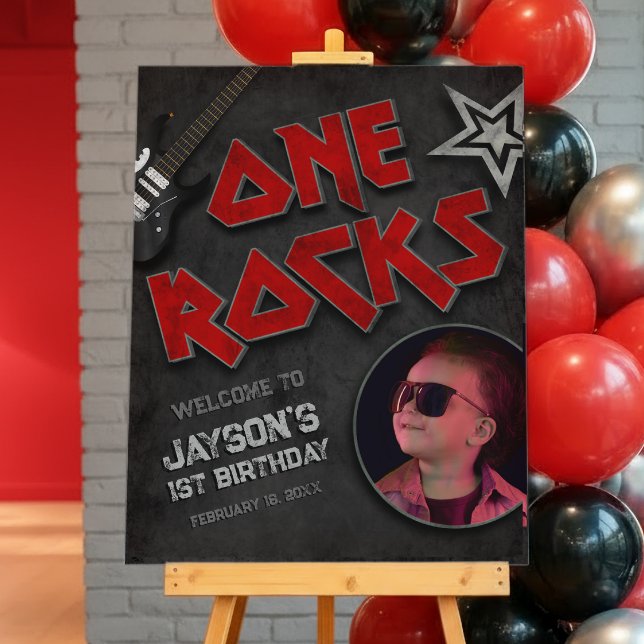One Rocks - 1st Birthday Foam Board (One Rocks - 1st Birthday Welcome Sign with Photo Picture)