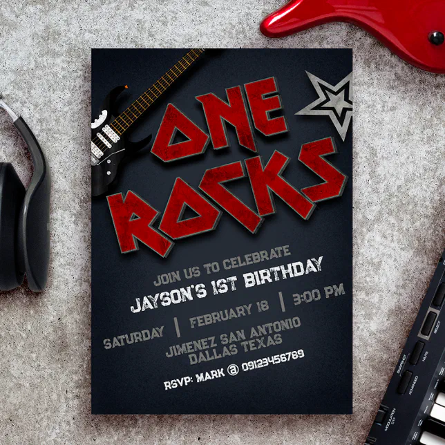 One Rocks First Birthday One Rocks - 1st Birthday Invitation | Zazzle