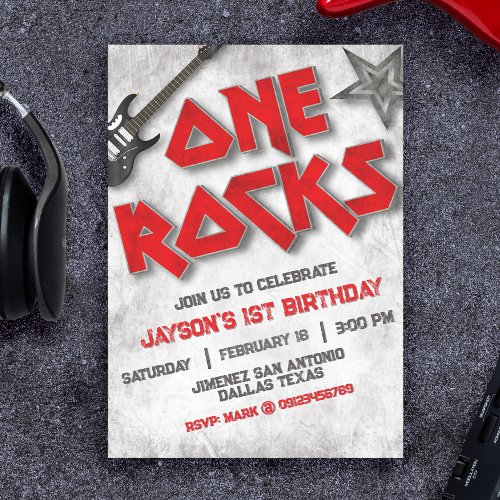 One Rocks _ 1st Birthday  Invitation