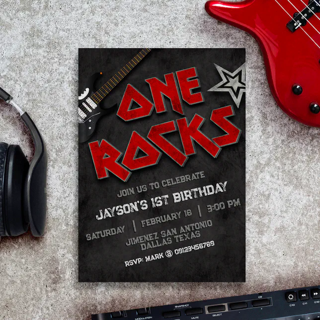 One Rocks Birthday Invitation | Zazzle