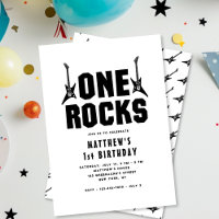 One Rocks Black and White Guitar 1st Birthday