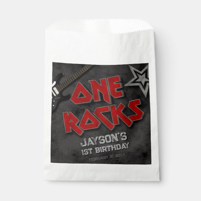 One Rocks - Boy 1st Birthday Favor Bag (Front)
