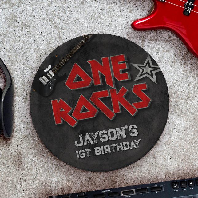 One Rocks - Boy 1st Birthday Paper Plates (Creator Uploaded)