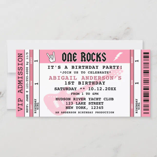 ONE ROCKS CONCERT TICKET 1ST BIRTHDAY INVITATION | Zazzle