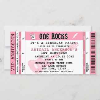 ONE ROCKS CONCERT TICKET 1ST BIRTHDAY INVITATION